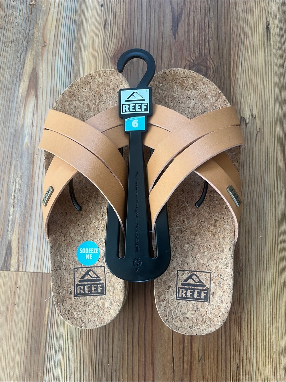 Reef Women’s Kaia Tan Cork Cross-Strap Slide Sandals